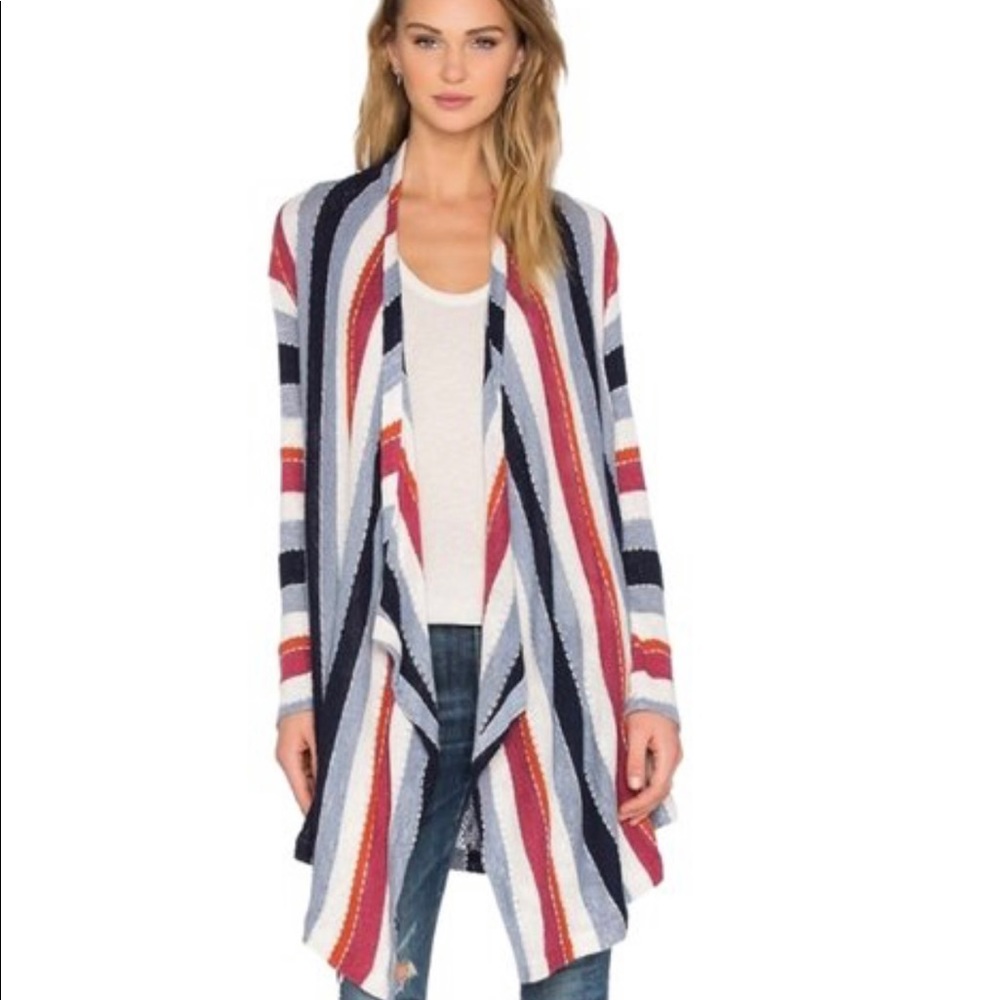 Splendid Rancho open knit horizontal striped open front cardigan XS oversized